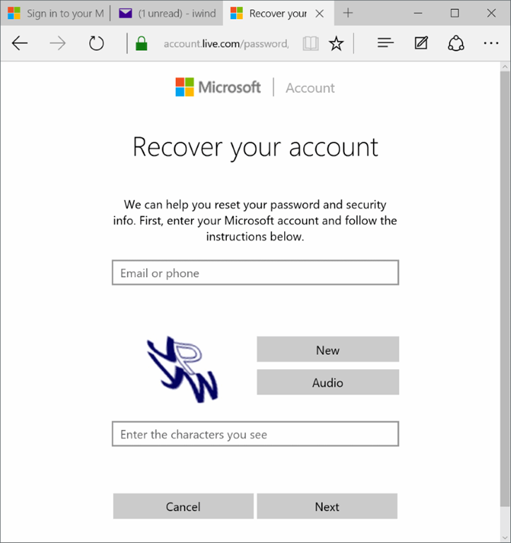 Reset Microsoft Account Password Windows 10
